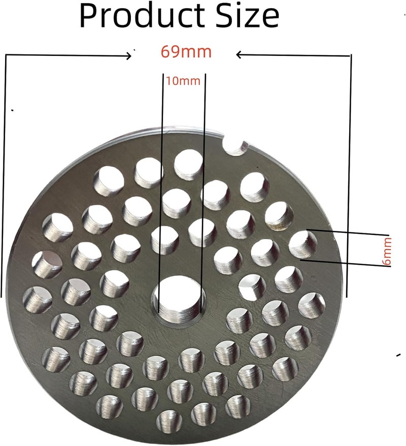 FLZHBFC For Hobart, LEM, Cabelas, Weston and FGA Food Chopper, MTN Meat Grinders of #12 Stainless Steel Meat Grinder Plate Discs Blades，Cutting Disks Heavy Duty. (6/25 Hole Plate) - Image 2